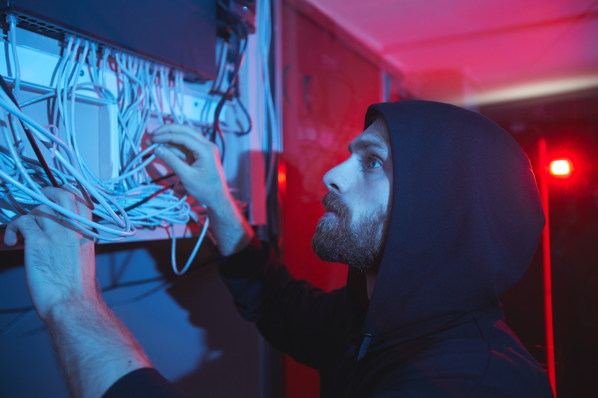 Examining cables of server