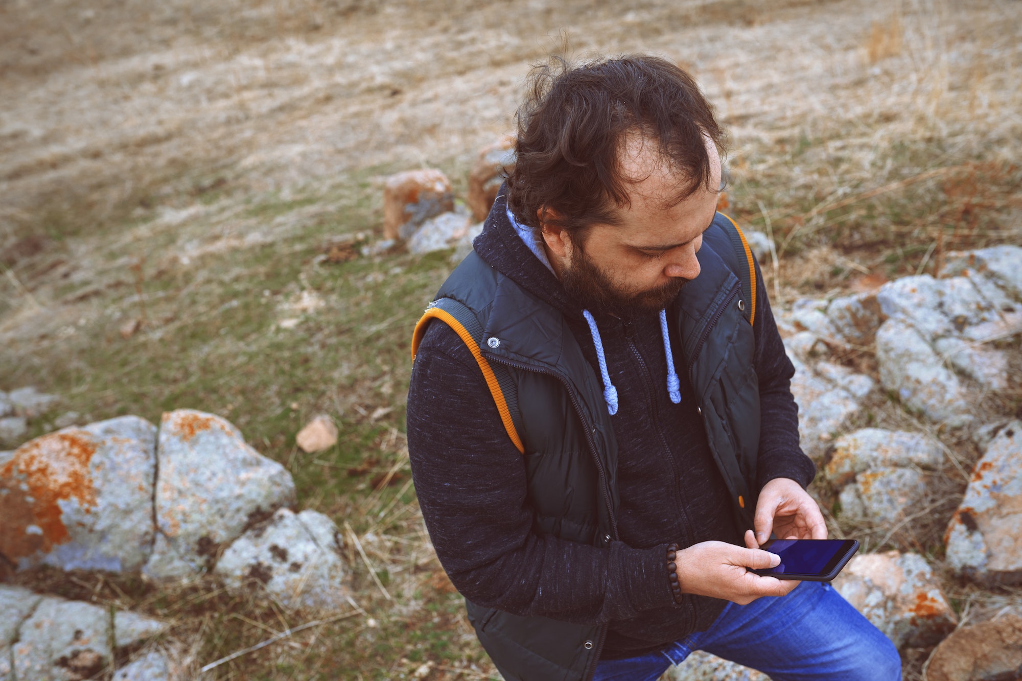 Traveller Using Smartphone GPS