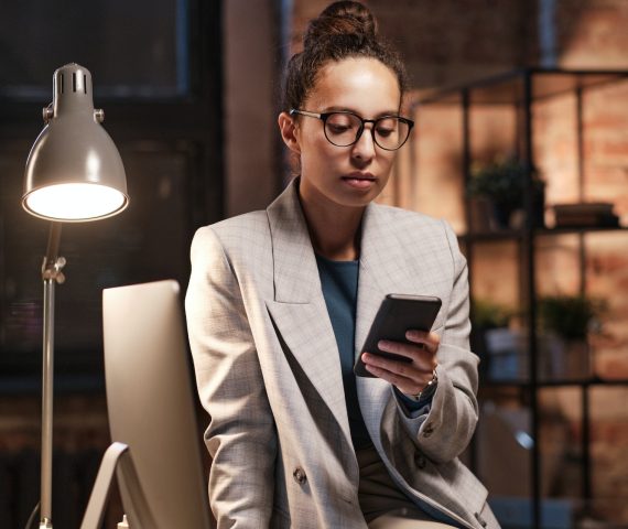 Woman scrolling through social media